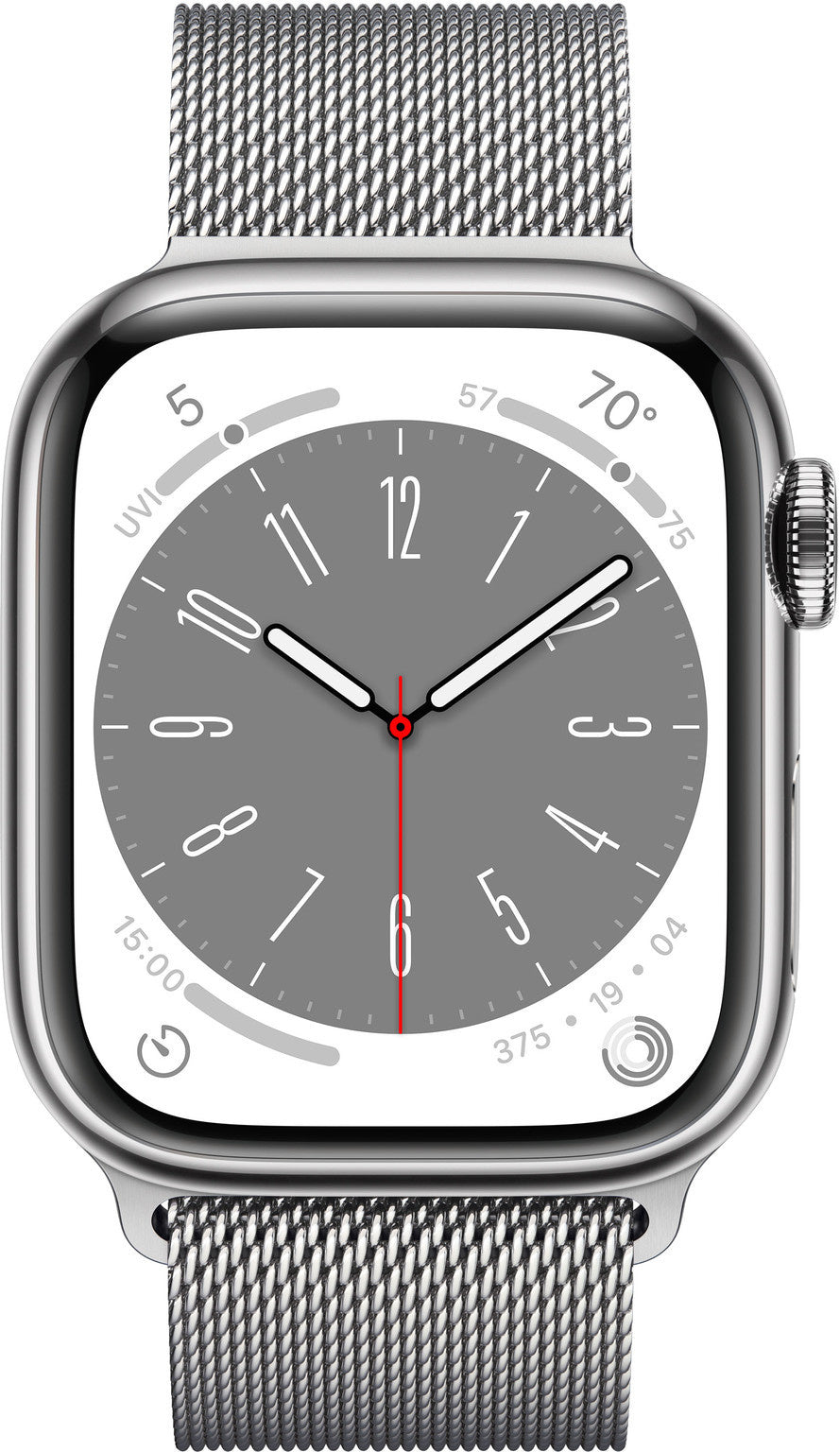 Apple Watch Series 8 4G 45mm Zilver Rvs Milanese Polsband