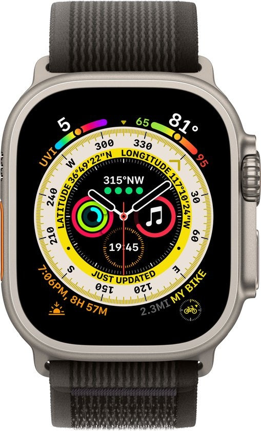 Apple Watch Ultra 4G 49mm Trail Band Zwart/Grijs M/L